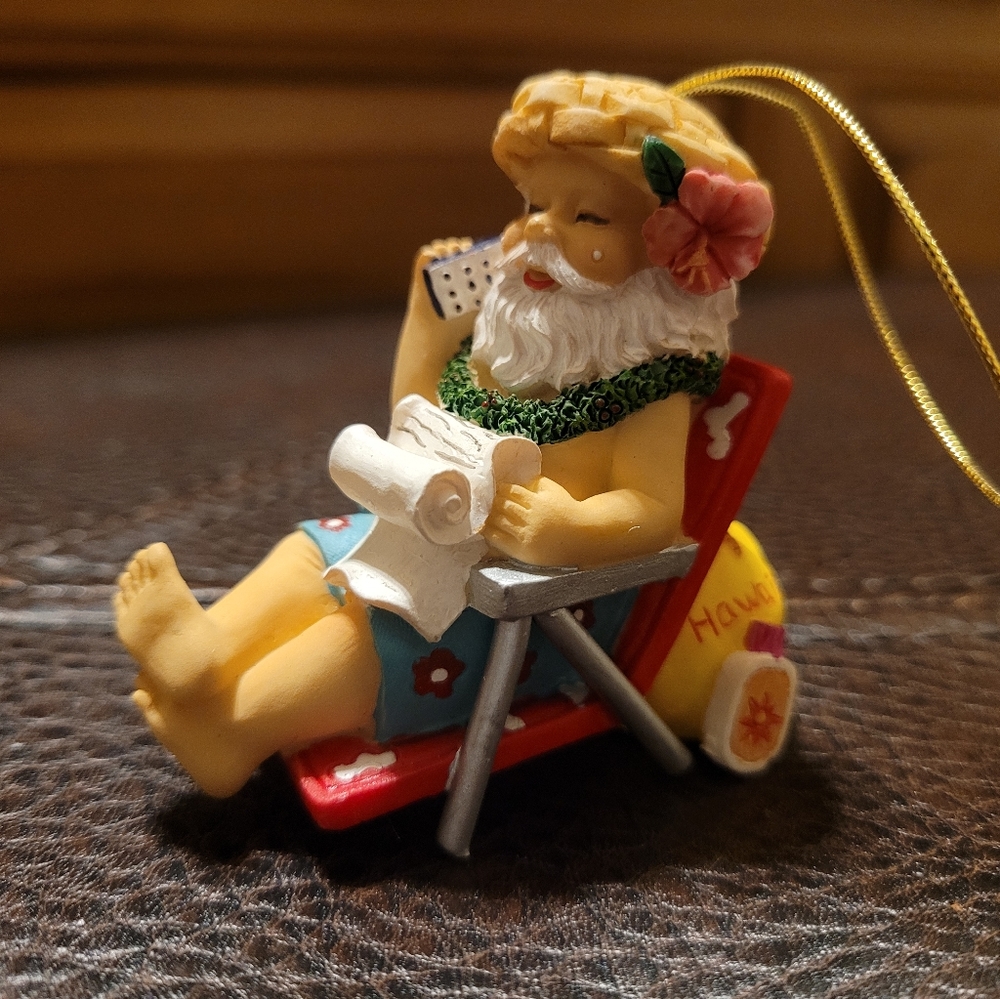 Hawaiian Heritage "Working Santa" Ornament